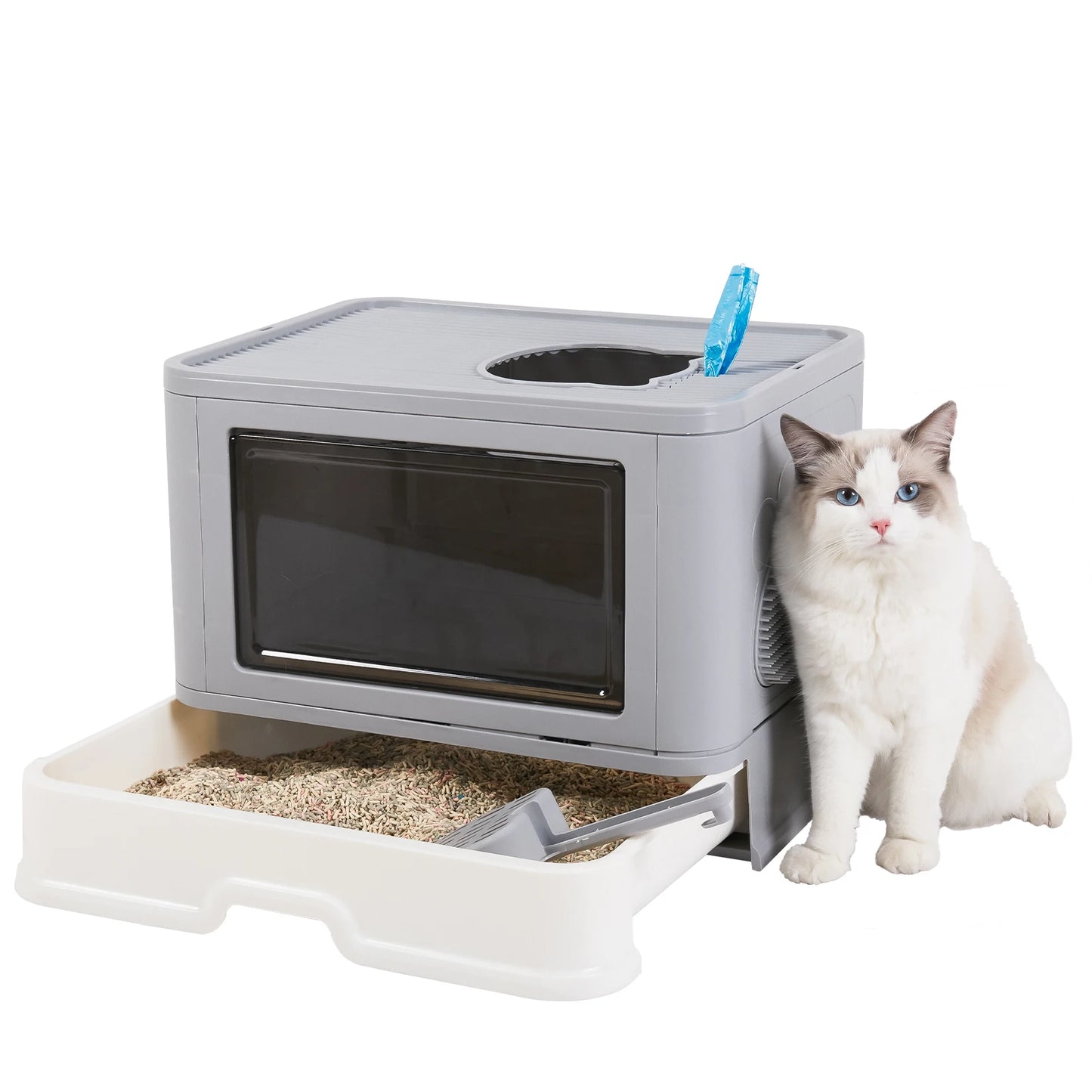 Spacious Cat Litter Box: Anti-Tracking & Easy-Clean Drawer