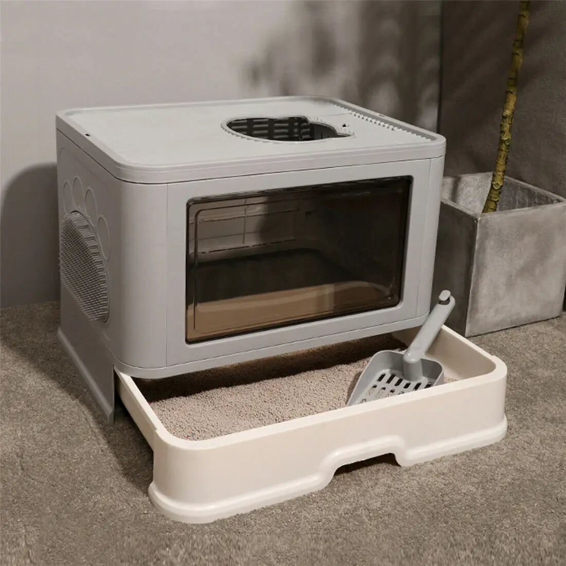 Spacious Cat Litter Box: Anti-Tracking & Easy-Clean Drawer