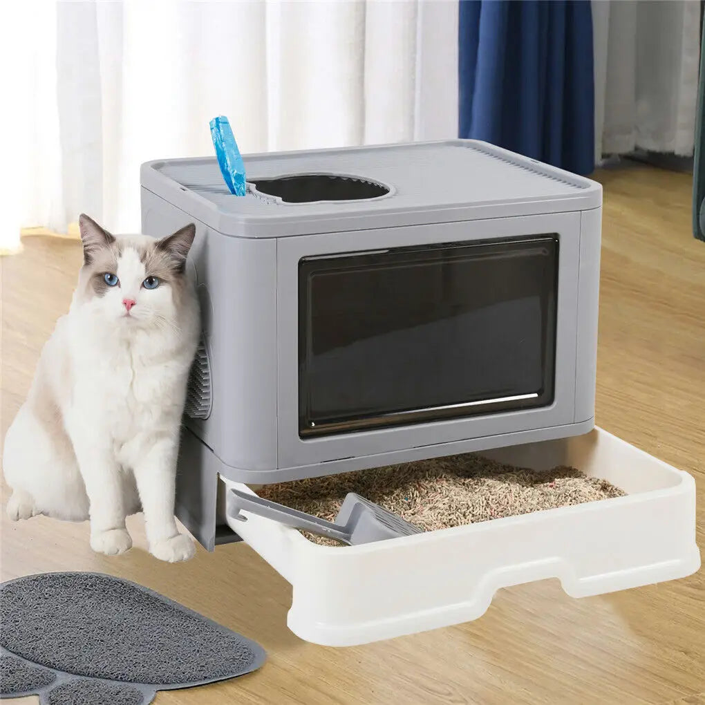 Spacious Cat Litter Box: Anti-Tracking & Easy-Clean Drawer