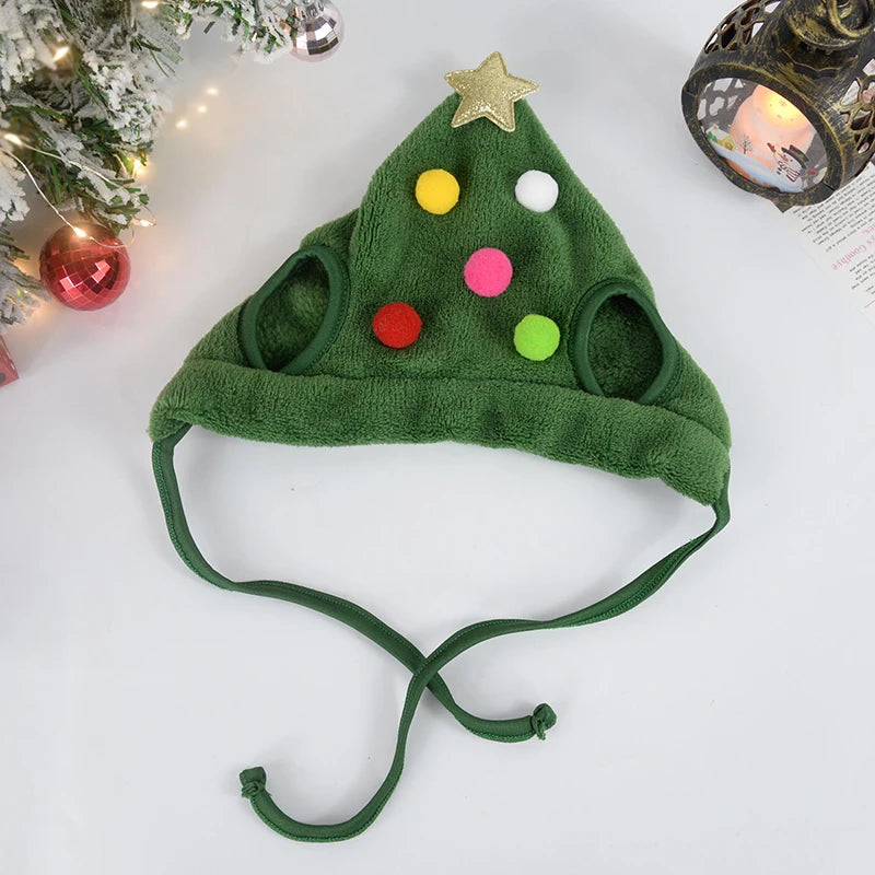 Christmas Hat & Bib Set: Festive Costume for Dogs & Cats