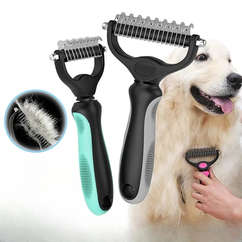 Dog & Cat Hair Removal Comb, an effective grooming brush designed for both long and short hair, ensuring a smooth and tangle-free coat