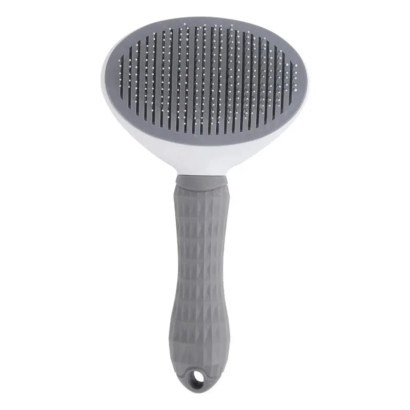 Gray Stainless Steel Pet Comb for Dogs & Cats, perfect for gentle grooming and effective hair removal, promoting a smooth and healthy coat for your pets