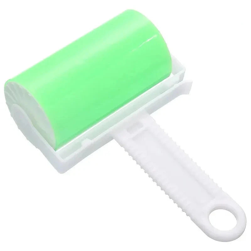 Green Colorful Lint Roller for Pet Hair Removal, featuring sticky sheets for effortless cleaning of pet hair from clothing and furniture