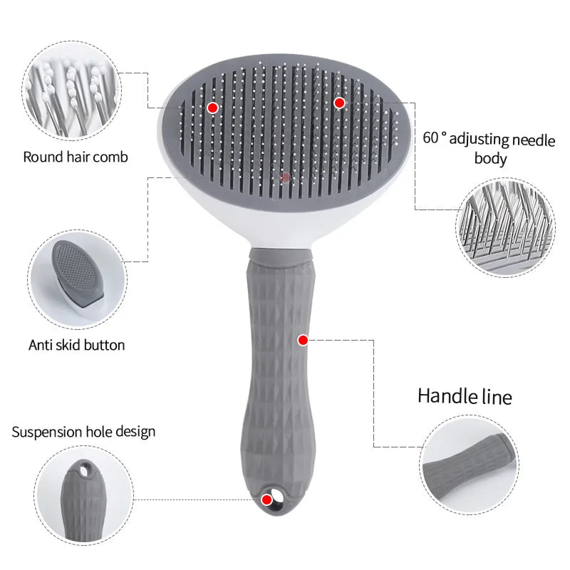 Grooming Comb for Dogs and Cats, featuring stainless steel bristles for gentle grooming and skin care, perfect for all coat types