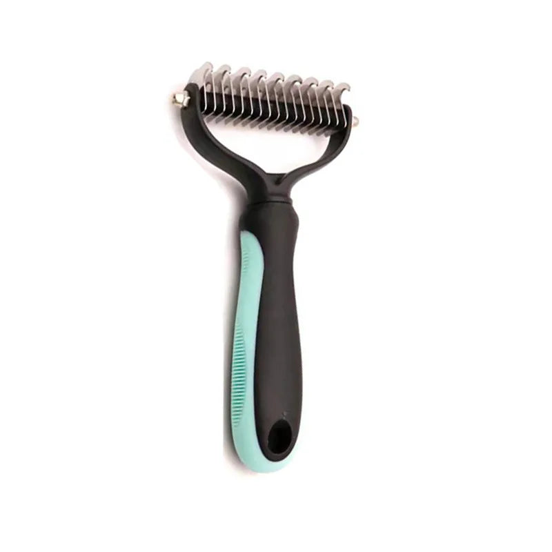 Light Blue Dog & Cat Hair Removal Comb, designed for effective grooming of long and short hair, ensuring a tangle-free coat for your furry friends