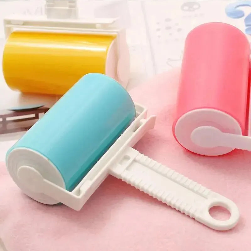 Close-up of Colorful Lint Roller, featuring sticky sheets that efficiently remove pet hair and lint from surfaces